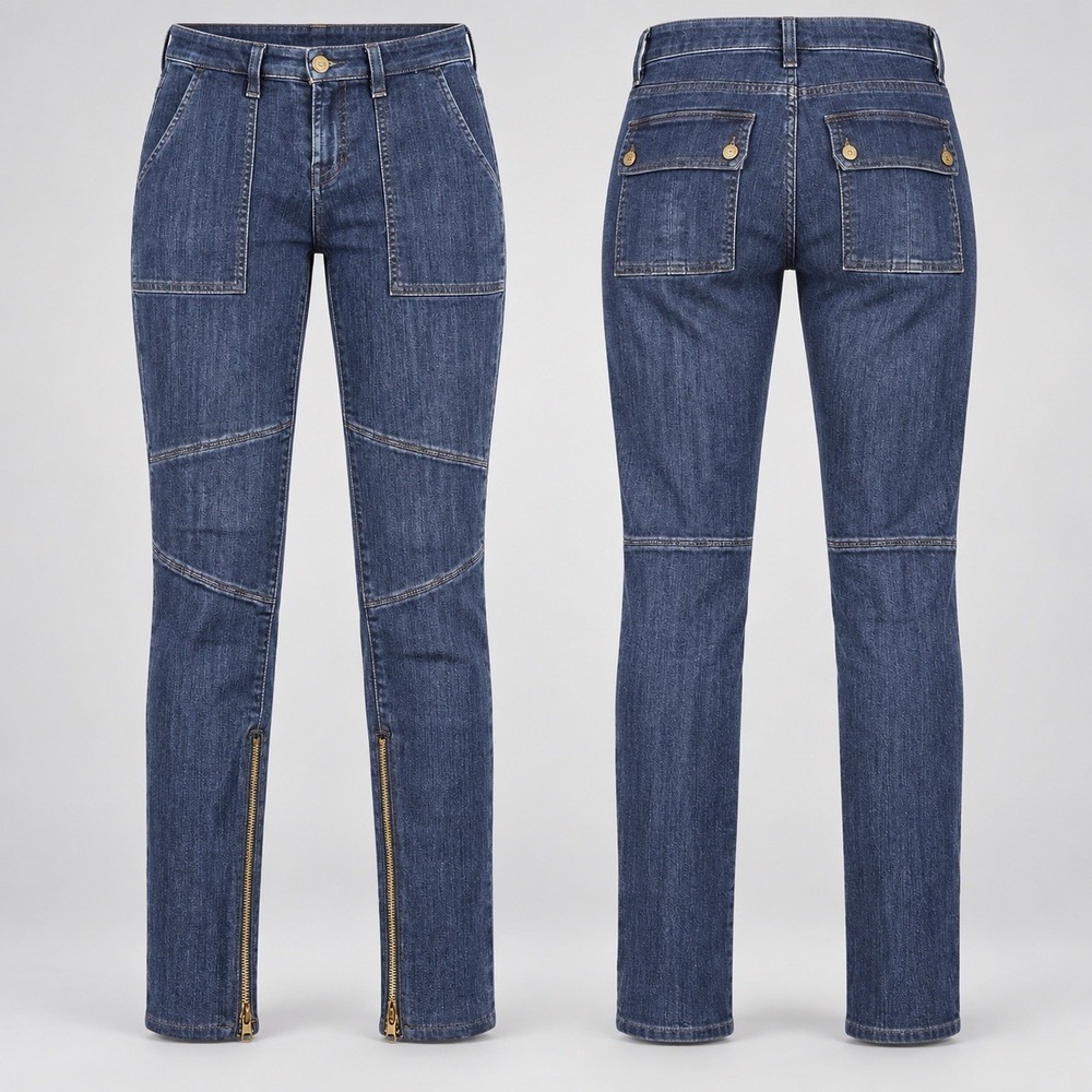 7 For All Mankind Skinny Jeans Women28/29Blue Denim Ankle Zip dark wash